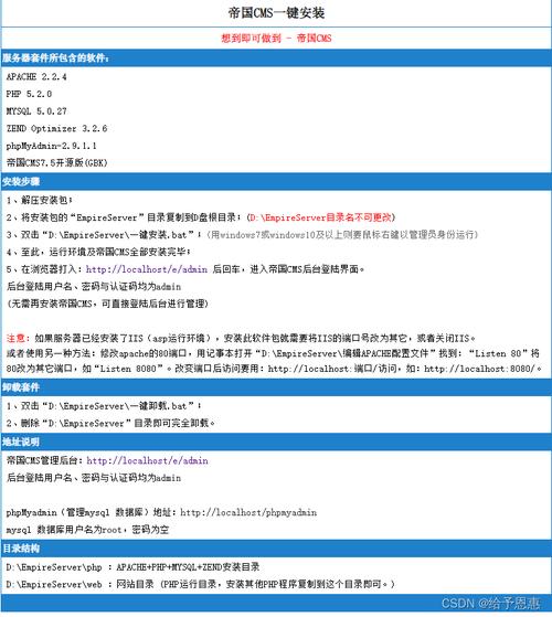 帝国cms数据库安装_CMS发布服务配置说明