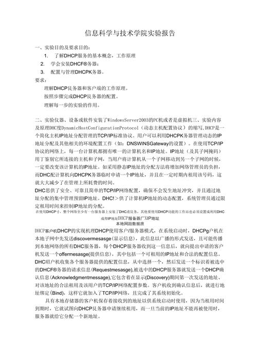 dhcp服务器的配置实验报告_实验报告