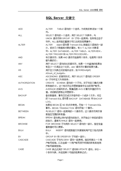 mysql数据库求和关键字_数据库关键字
