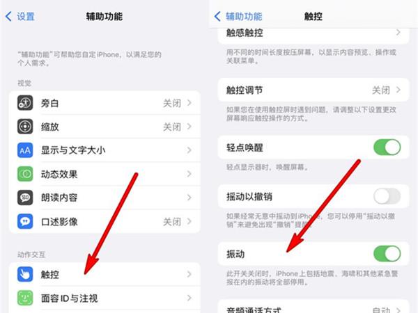 苹果震动没有了在哪里调